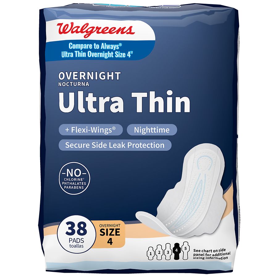 Walgreens Certainty Pads for Women, Overnight Absorption, 30 ea :  : Health & Personal Care