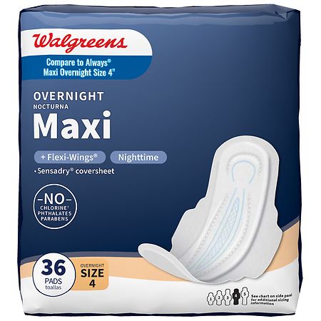 Walgreens Maxi Pads With Flexi-Wings Unscented, Size 4 (ct 36)