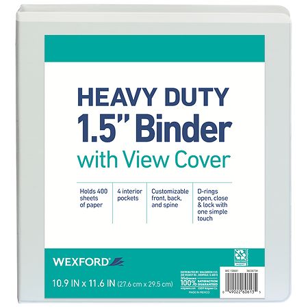 Wexford Heavy Duty Binder with View Cover 1.5" Assortment
