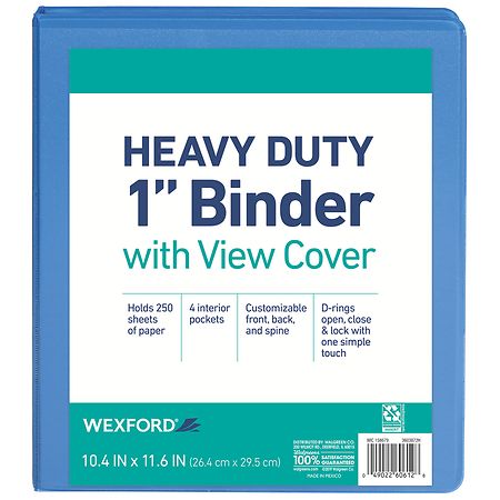 Wexford Heavy Duty Binder with View Cover Assortment 1" Assorted