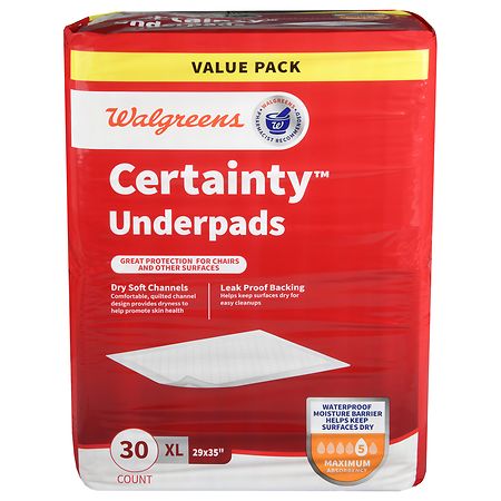 Walgreens Certainty Underpads, Maximum Absorbency XL (30 ct)