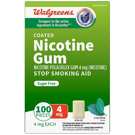 Walgreens Nicotine Polacrilex Coated Gum 4 mg Mint
