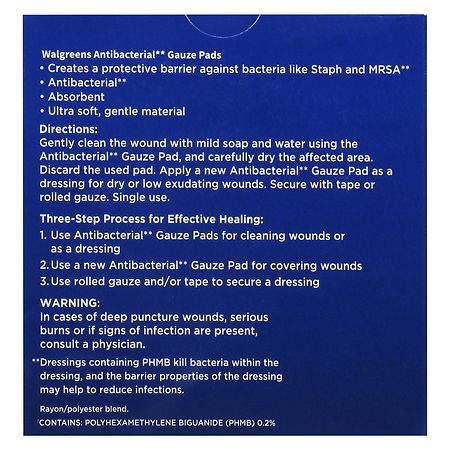 Walgreens Antibacterial Gauze Pads 2 In x 2 In