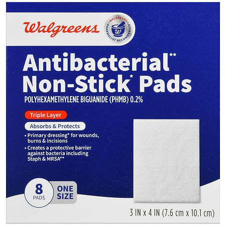 Walgreens Antibacterial Non-Stick Pads 3 in x 4 in