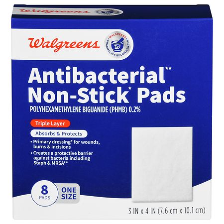 Walgreens Antibacterial Non-Stick Pads 3 in x 4 in