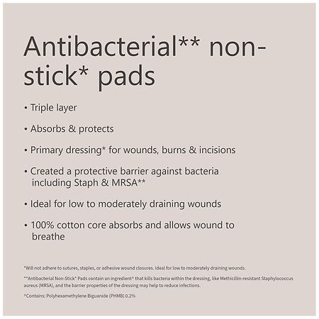 Walgreens Antibacterial Non-Stick Pads 3 in x 4 in