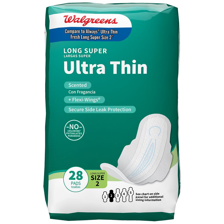 Walgreens Ultra Thin Maxi Pads With Flexi-Wings Unscented, Size 2 (ct 28)