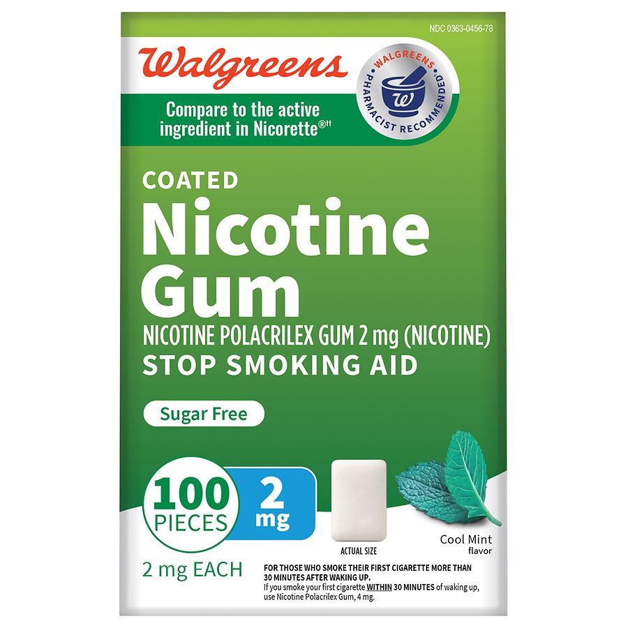 Walgreens Coated Nicotine Gum, Sugar Free, 2mg Mint
