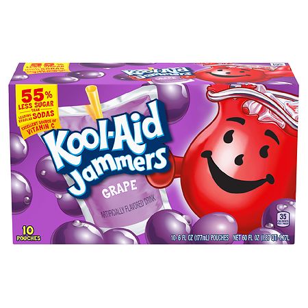 Kool-Aid Jammers Grape Flavored Drink, 10 ct - Pouches, 60.0 fl oz Box