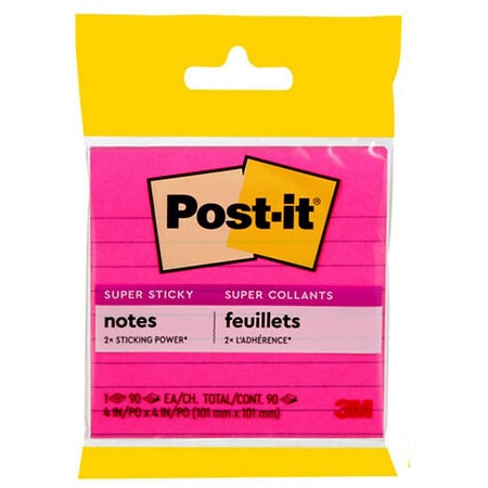 Post-It Notes, Super Sticky, Assorted Colors, 3 x 3-In., 90-Ct.