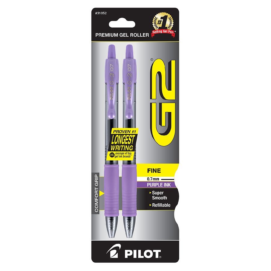 Ballpoint Retractable pens, 3 Pack Purple - Black Ink