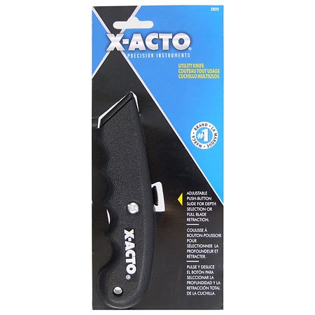 X-Acto SurGrip Utility Knife with Contoured Plastic Handle & Retractable Blade Black