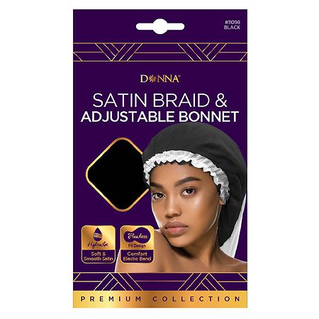 Donna Satin Braid & Adjustable Bonnet Black | Walgreens