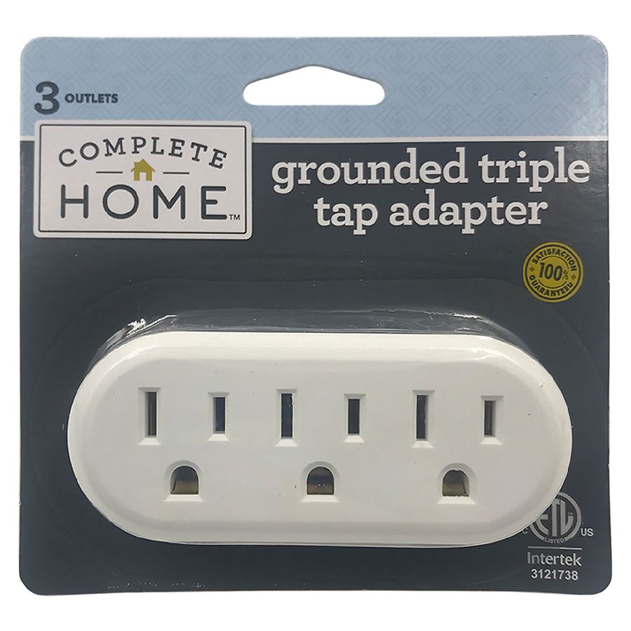 Complete Home Grounded Triple Tap Adapter Assorted