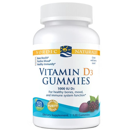 Nordic Naturals Vitamin D3 Gummies 1000 IU Great Taste Non-GMO 120 Ct