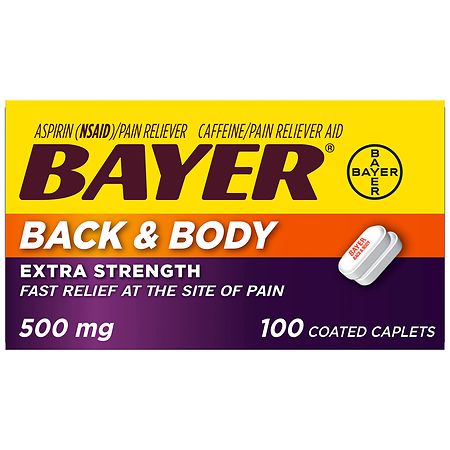 Bayer Back and Body Extra Strength Aspirin 500 mg, Pain Reliever Caplets