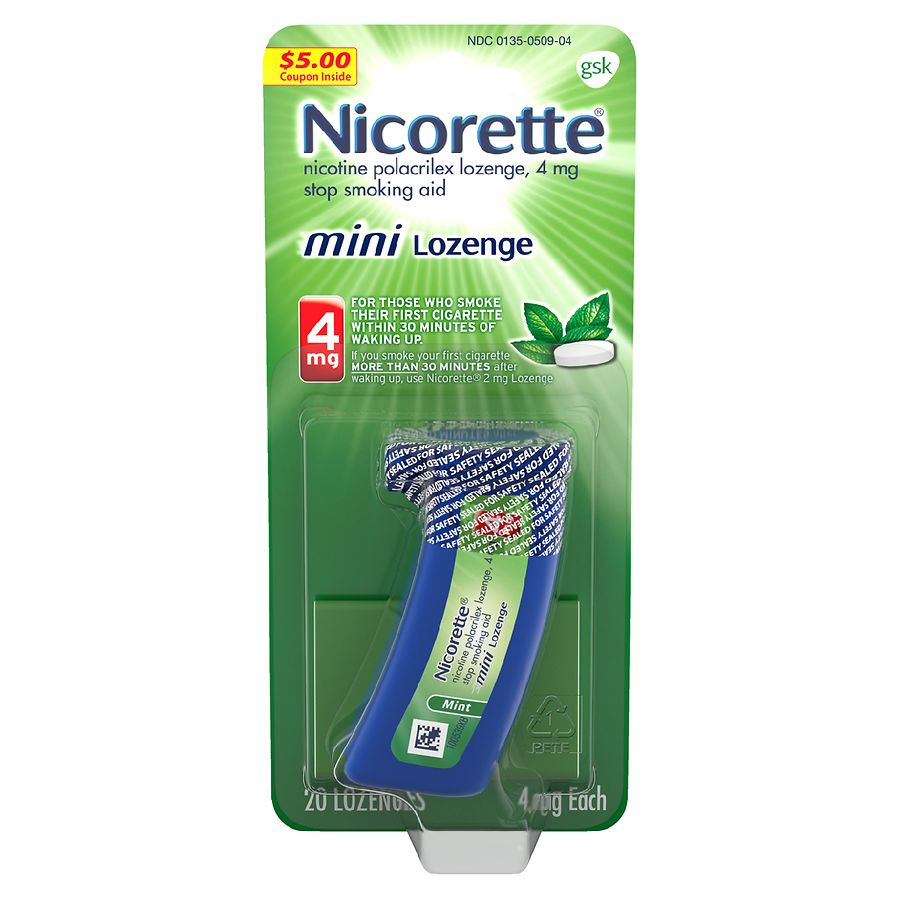 Nicorette Mini Nicotine Lozenges To Stop Smoking, Nicorette or NicoDerm CQ coupon 