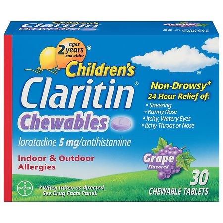 Claritin Children's 24 Hour Allergy Relief Chewable Tablets Grape