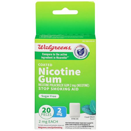 Walgreens Coated Nicotine Gum 2 mg Cool Mint