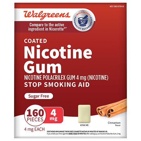 Walgreens Coated Nicotine Gum 4 mg Cinnamon