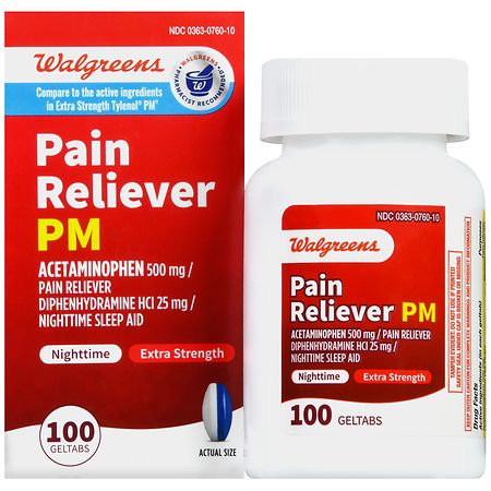 Walgreens Extra Strength Pain Reliever PM Geltabs