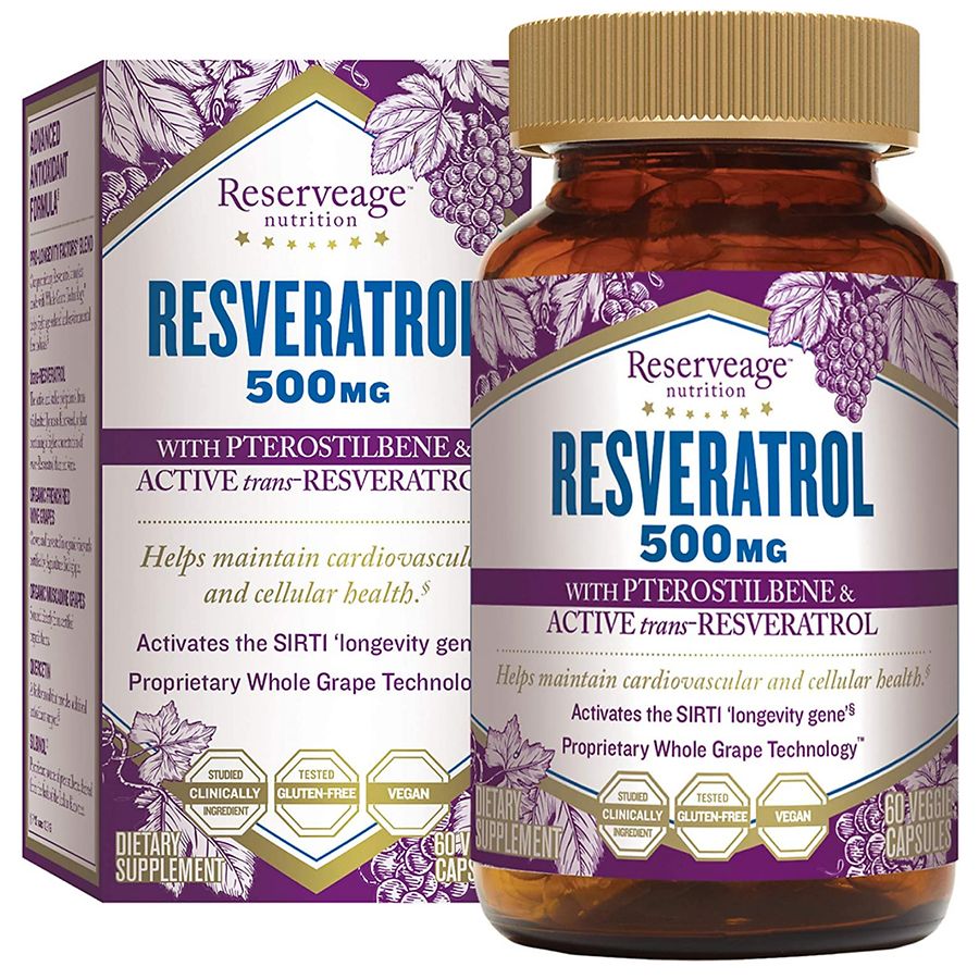 ReserveAge Nutrition Resveratrol with Pterostilbene 500MG Capsules ...