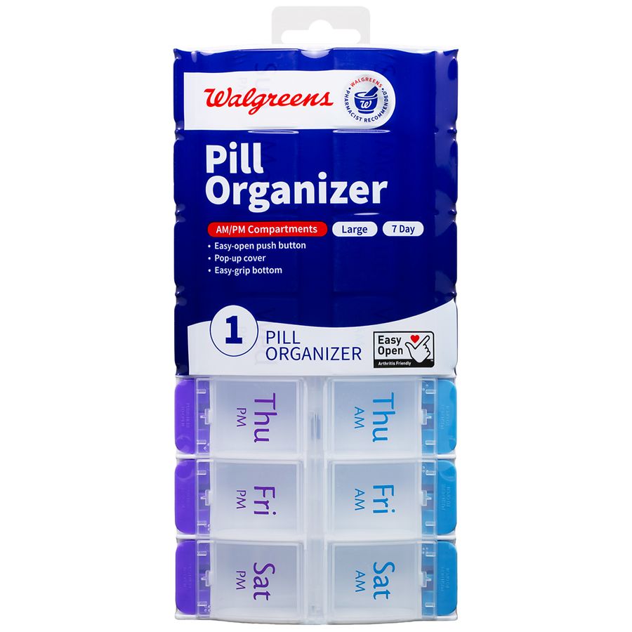 Walgreens 7-Day Pill Organizer with AM/PM Compartments Large