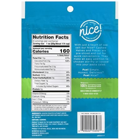 Nice! Roasted Cashew Halves & Pieces Lightly Sea Salted