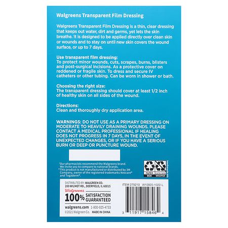 Walgreens Transparent Film Dressing One Size