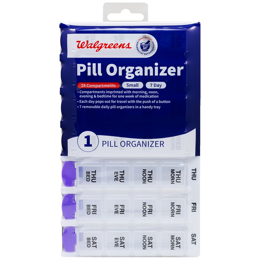 Walgreens 7 Day Pill Box Removable Medication Small