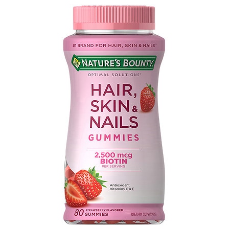 Nature's Bounty Optimal Solutions Hair, Skin & Nails Gummies with Biotin
