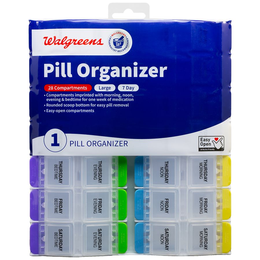 Walgreens 7-Day Pill Organizer with 28 Compartments Large