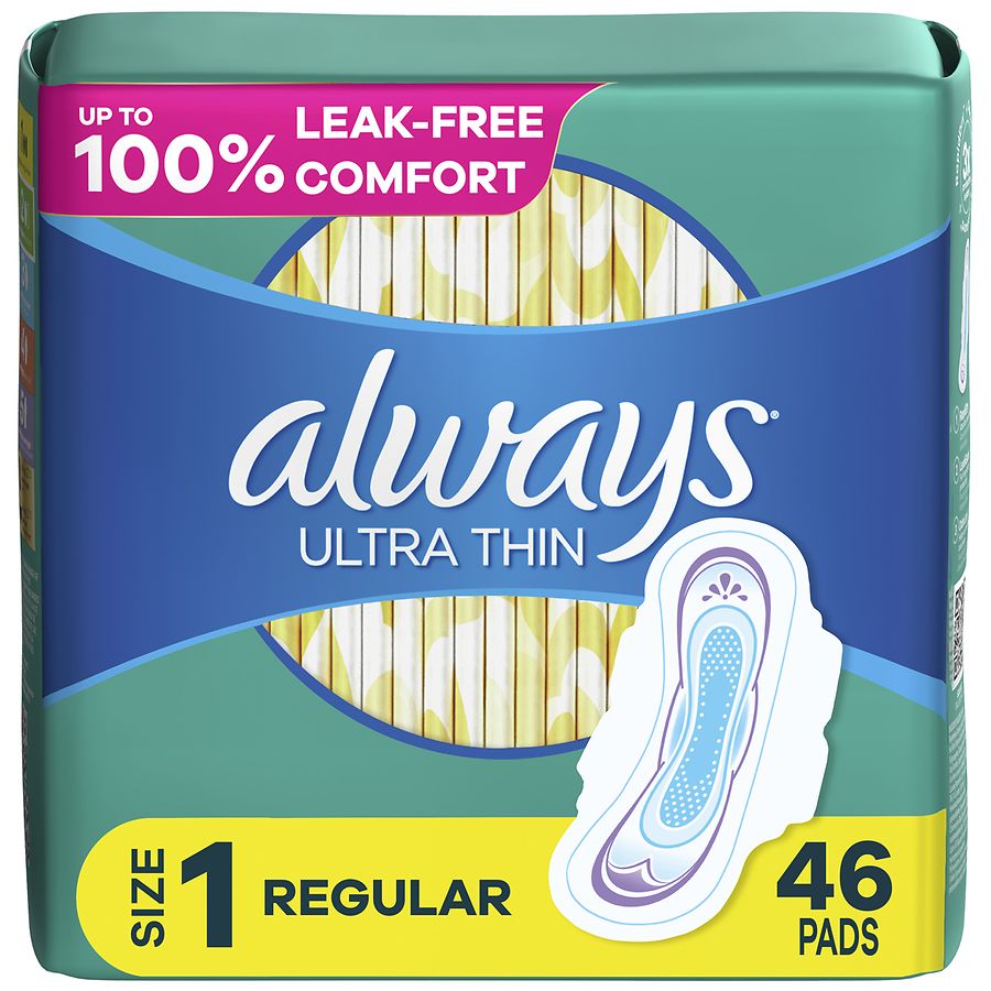 Always Ultra Thin Feminine Pads with Wings for Women, Regular