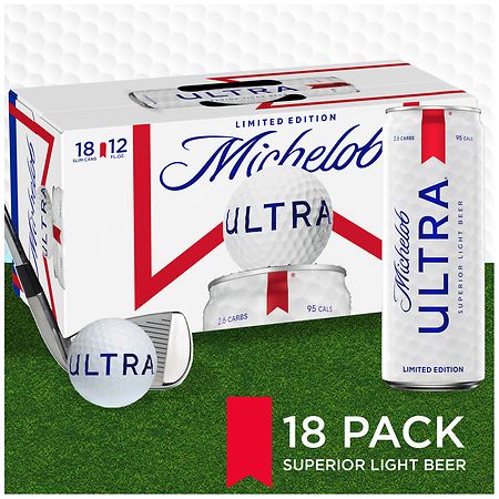 Michelob Ultra Beer, Superior Light, 18 Pack - 18 pack, 12 fl oz slim cans