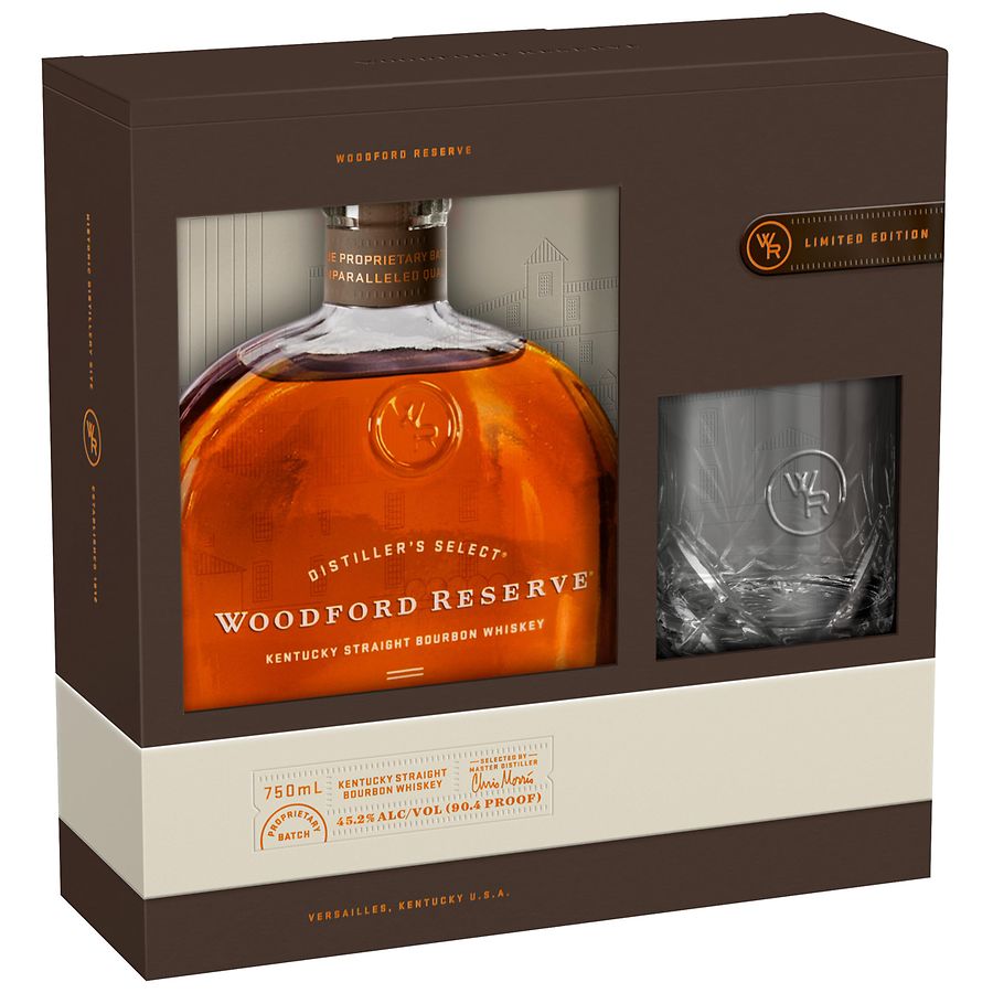 Woodford Reserve Bourbon Whiskey Gift Set with Glencairn Glasses