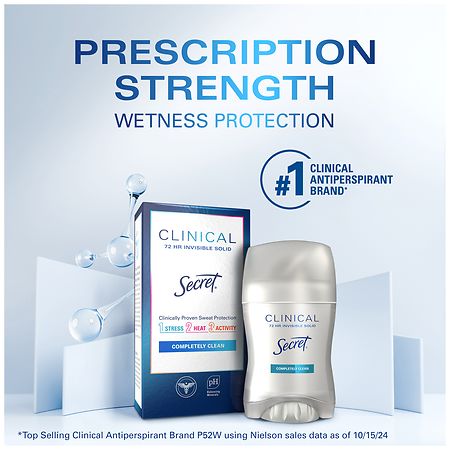 Secret Clinical Strength Invisible Solid Antiperspirant and Deodorant for Women Completely Clean