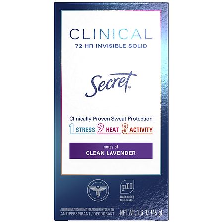 Secret Clinical Strength Invisible Solid Antiperspirant Deodorant Clean Lavender