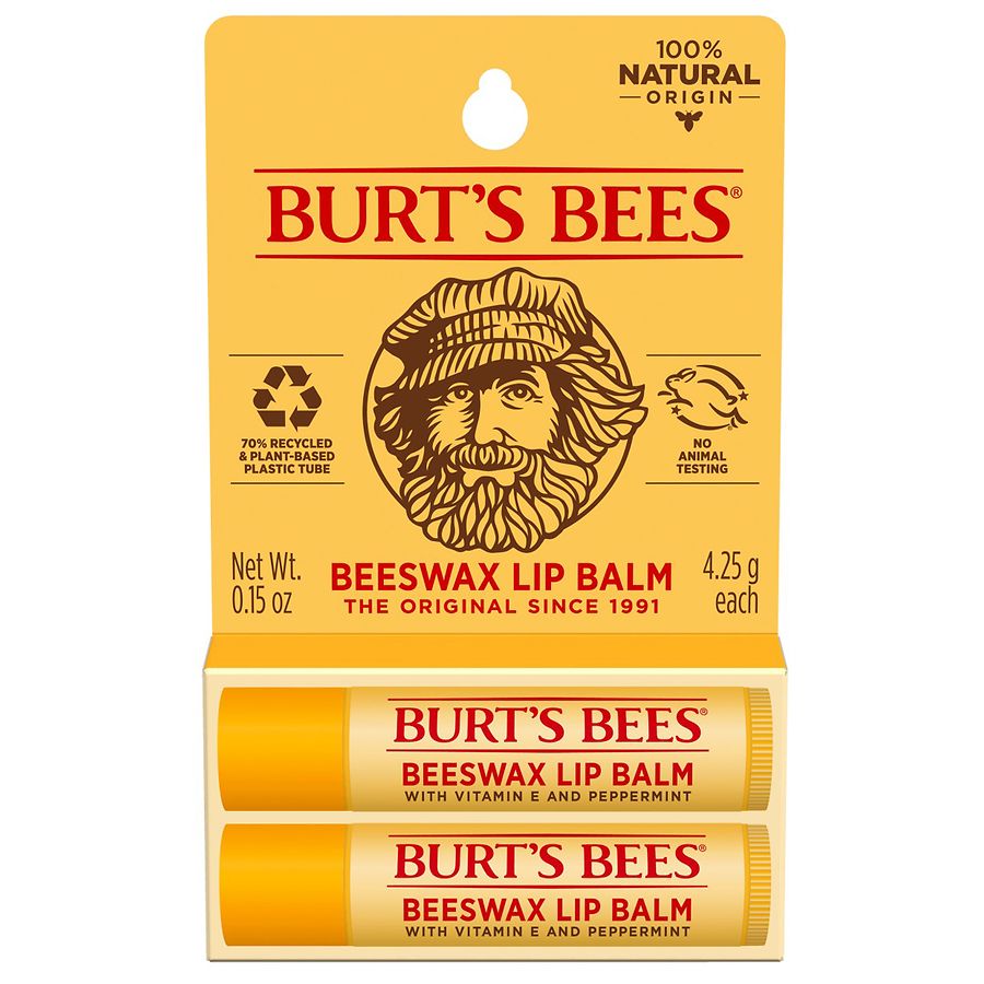 Burt's Bees 100% Natural Origin Moisturizing Lip Balm, Original Beeswax, 2  ct