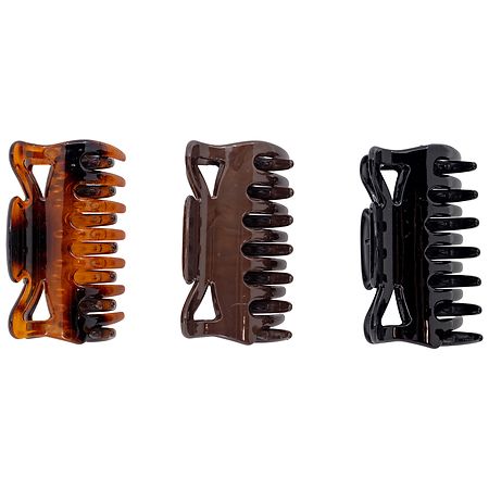 Scunci No-Slip Grip Jaw Clips with Triangle Cutouts Brown, Tortoise, & Black