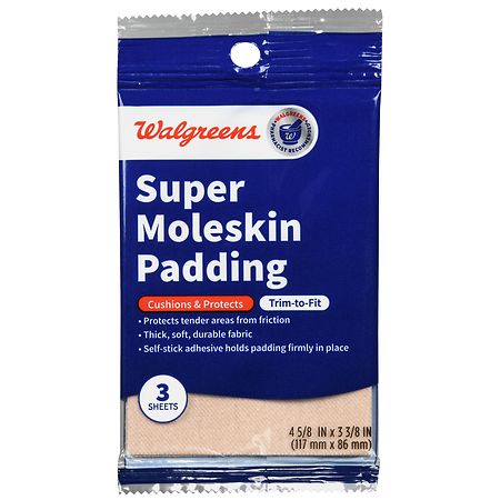 Walgreens Super Moleskin Padding Sheets 4-5/ 8 inch x 3-3/ 8 inch