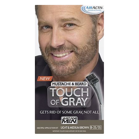 Just For Men Touch of Gray Mustache & Beard Haircolor, B-25/35 Light &  Medium Brown | Walgreens