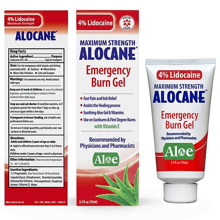  ALOCANE Emergency Burn Spray, 4% Lidocaine Max Strength Fast  Pain Itch Relief for Minor Burns, Sunburn, Kitchen First Aid Treatment Burn  Care, 4 Fl Oz : Health & Household