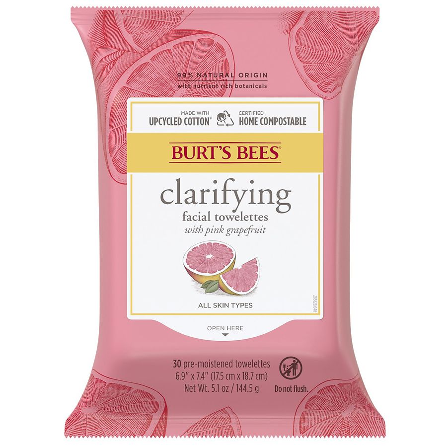 Burt's Bees Clarifying Facial Towelettes Pink Grapefruit