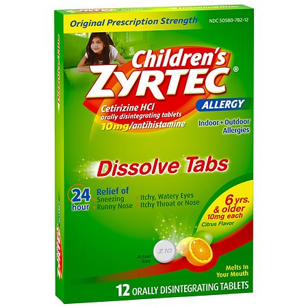 Children's Zyrtec 24 Hour Allergy Dissolve Tablets Citrus | Walgreens