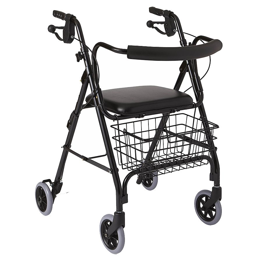 Medline Deluxe Rollator Walker 6in wheels Black Walgreens