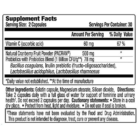 VH essentials Probiotics with Prebiotics & Cranberry Feminine Health, Capsules