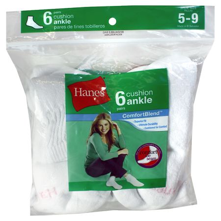 Hanes Ladies Ankle Socks White