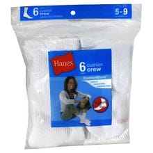 Hanes Ladies Crew Socks White | Walgreens