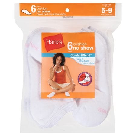 Hanes Ladies No Show Socks White
