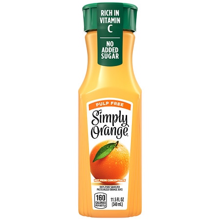 Simply 100% Juice, Orange, Pulp Free Orange